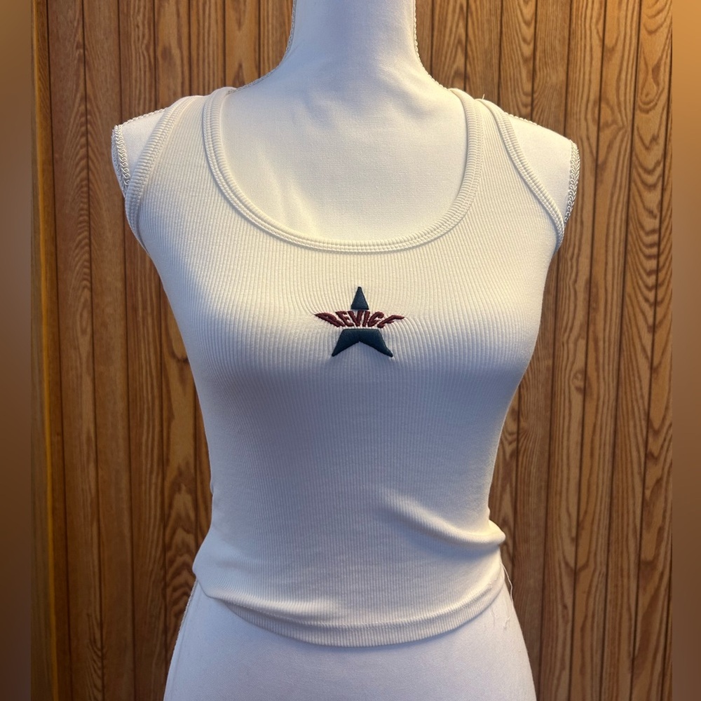 REVICE White Tank Top with Star Accent